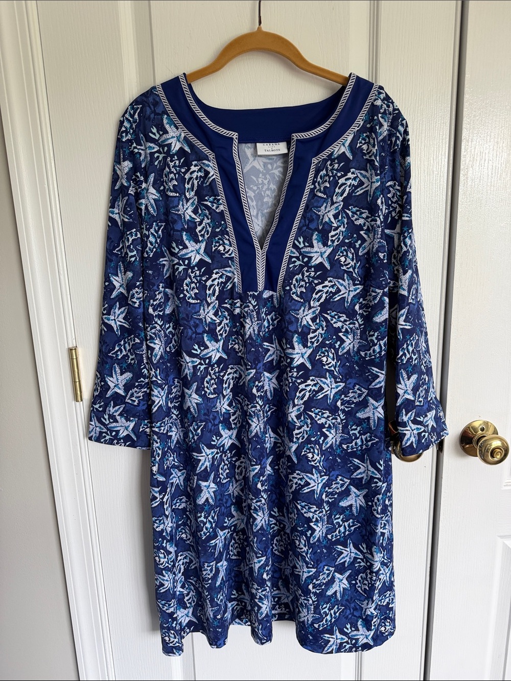 Cabana Life Blue Sea Embroidered Cover-Up/Dress XL UPF 50+ Starfish